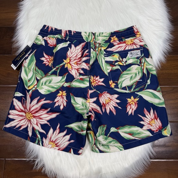 Polo Ralph Lauren Men's Small Blue Floral Traveler Swim Trunks Board Shorts - Picture 7 of 10